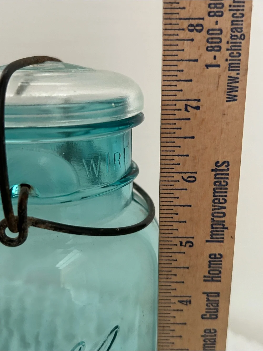 Ball Ideal Blue Glass with Wire Bail Pat July 1908 Quart